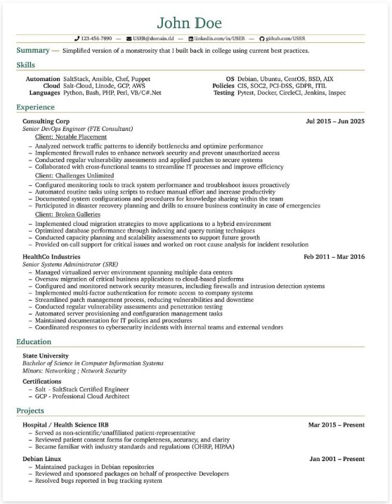 CV Minimaliste